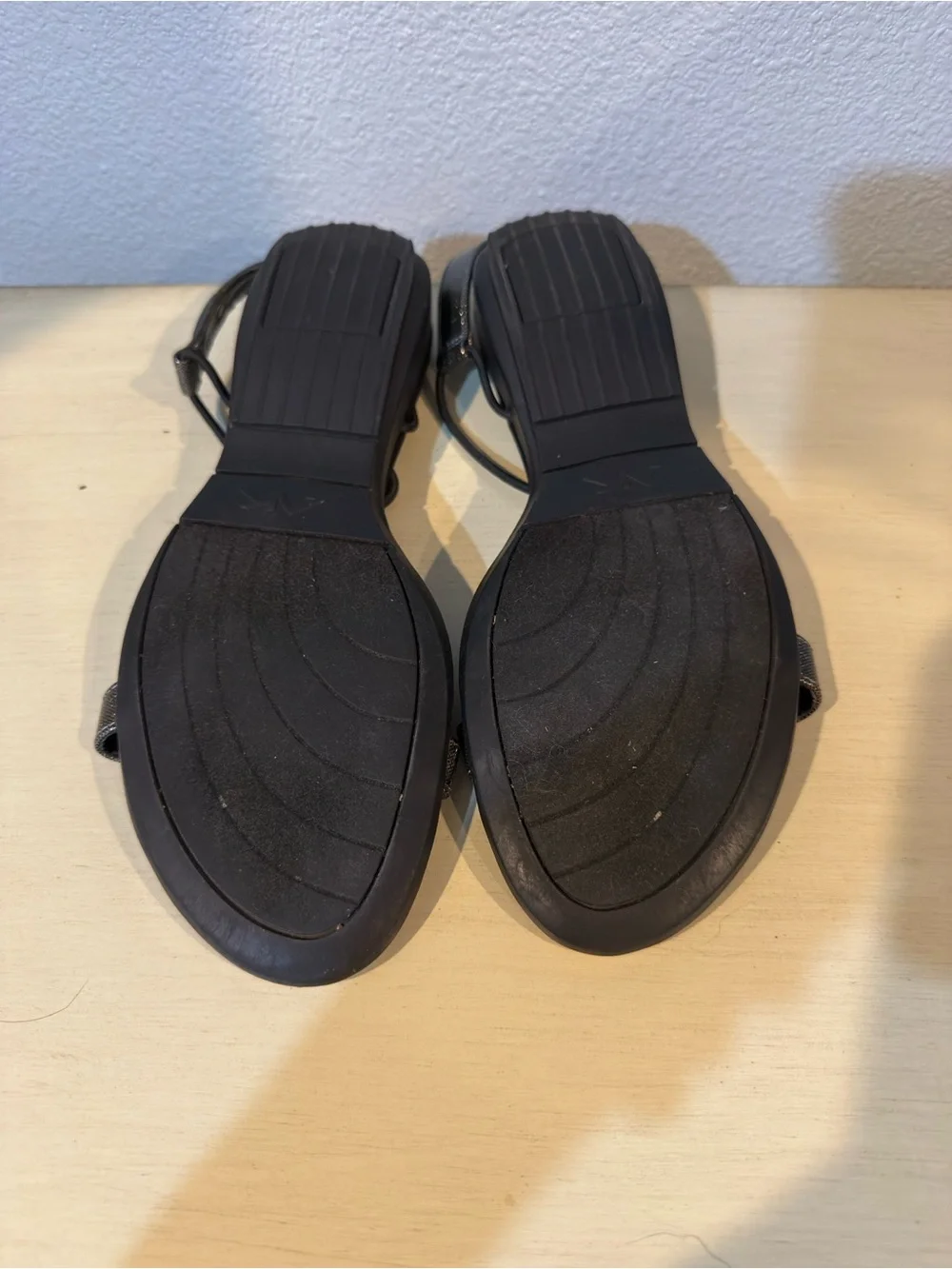 Anne Klein Sport Black Sandals with Metallic Accent